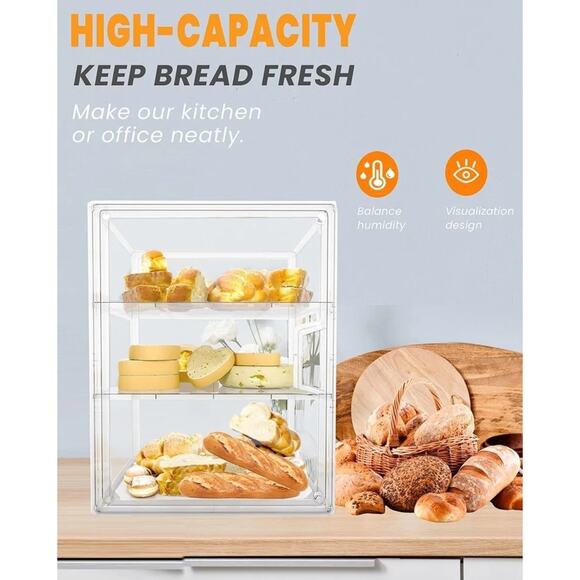 Pastry Display Case, Bread Box for Kitchen Countertop, 4 Layers Adjustable - Picture 7 of 8